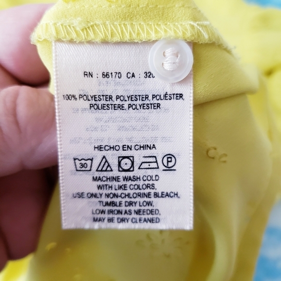 Vanessa Virginia Anthropologie Laser Cut Eyelet Sunny Yellow Top - Picture 7 of 8